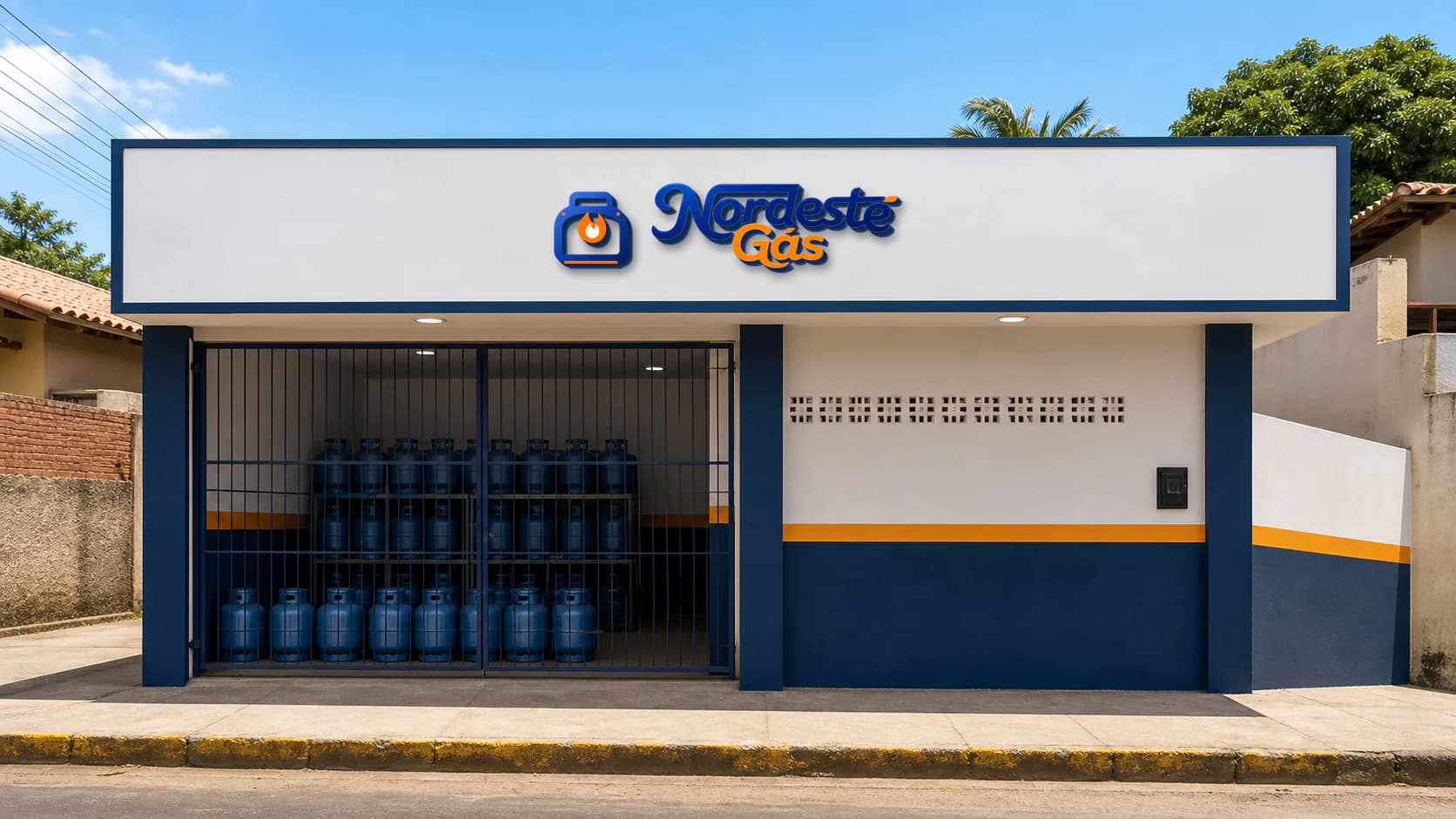 Visualização da nova identidade aplicada à fachada.