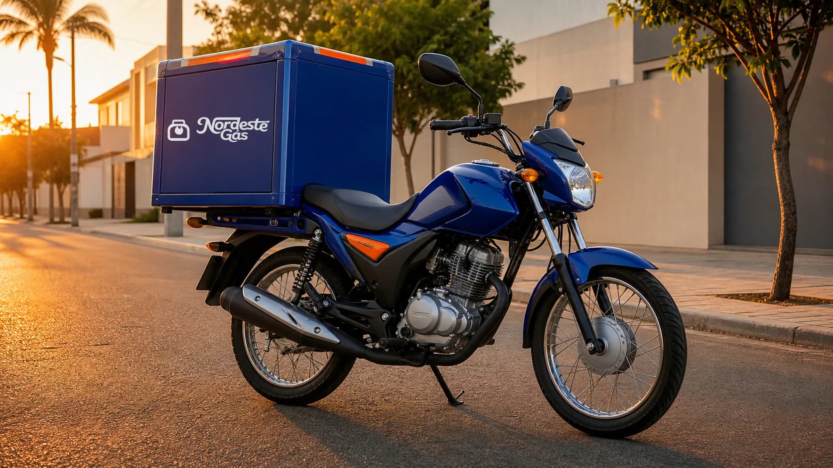 Visualização da nova identidade aplicada à motocicleta de entrega.